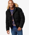 Tommy Hilfiger Men's Short Colorblocked Parka With Faux-fur Trimmed Hood In Black