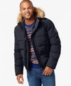 Tommy Hilfiger Men's Short Colorblocked Parka With Faux-fur Trimmed Hood In Navy