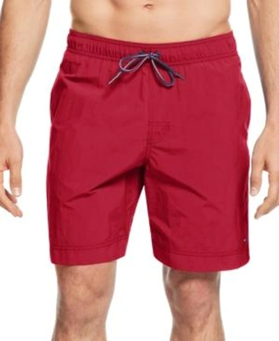 Tommy Hilfiger Men's Big & Tall 9.5" Solid Swim Trunks In Apple Red