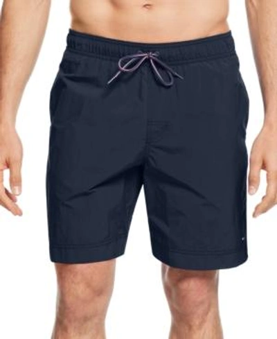 Tommy Hilfiger Men's Big & Tall 9.5" Solid Swim Trunks In Peacoat