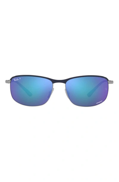 Ray Ban 60mm Polarized Browline Sunglasses In Blue Gunmetal/ Polar Greyblue