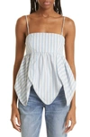 Ganni Stripe-print Spaghetti-strap Top In Forever Blue