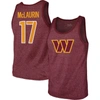 MAJESTIC MAJESTIC THREADS TERRY MCLAURIN HEATHERED BURGUNDY WASHINGTON COMMANDERS PLAYER NAME & NUMBER TANK T