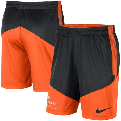 Nike Men's  Black And Orange Oklahoma State Cowboys Team Performance Knit Shorts In Black,orange