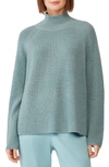 Eileen Fisher Raglan Sleeve Merino Wool Turtleneck Sweater In Seafoam