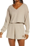 Alo Yoga Muse Ribbed V-neck Pullover Top In Athletic Heather