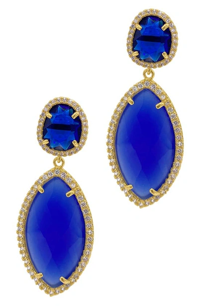 Adornia Blue Drop Marquis Halo Earrings