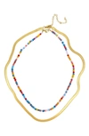 ADORNIA WATER RESISTANT RAINBOW BEADED LAYERED NECKLACE