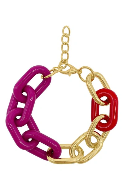 Adornia 14k Plated Oversized Link Bracelet In Pink