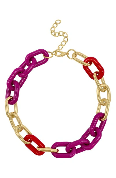 Adornia 14k Plated Oversized Link Necklace In Multi