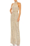 IEENA FOR MAC DUGGAL IEENA FOR MAC DUGGAL SEQUIN HALTER NECK SHEATH GOWN