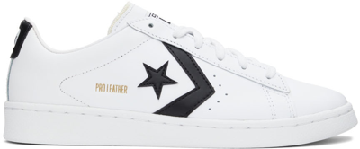 Converse White Pro Leather Sneakers In White/black/white