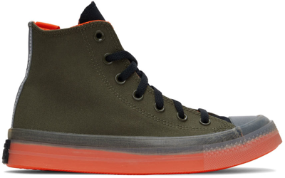 Converse Chuck Taylor All Star Cx Hi Stretch Canvas Sneakers In Cargo Khaki-green In Green/black/orange