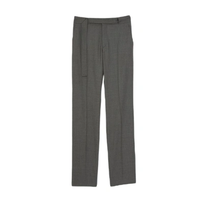 Burberry Charcoal Grey Wool English Fit Tailored Trousers With Belt Detail, Brand Size 44 (waist Size 29.5'')