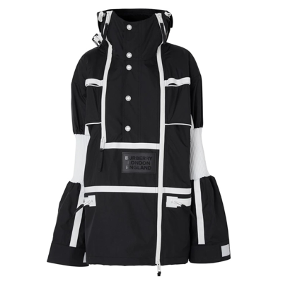 Burberry Ladies Monochrome Nylon Reconstructed Track Jacket, Brand Size 12 (us Size 10) In Black