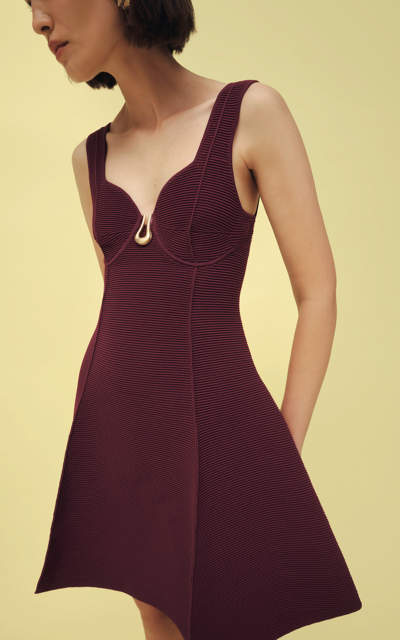 Aje Cast Knit Mini Dress In Burgundy | ModeSens