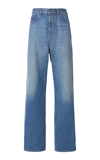 Valentino Light Blue Denim Trousers With V Gold Detail In Medium Wash