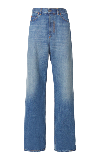 Valentino Archive Wide-leg High-rise Jeans In Medium Blue Denim