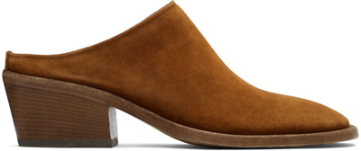 Acne Studios Brod Suede Backless Loafers In Tobacco Brown
