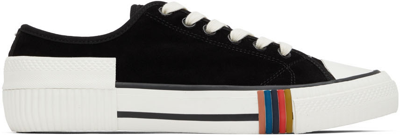 Paul Smith Kolby Signature-stripe Suede Trainers In Black
