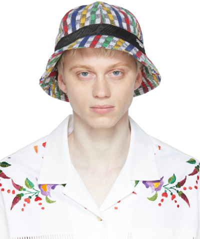 Marine Serre White Kitchen Towels Bell Bucket Hat In 10 Multicolor Dyed