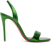 Christian Louboutin O Marylin 100 Metallic Leather Sandals In Green