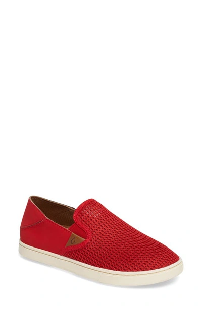 Olukai 'pehuea' Slip-on Sneaker In Ohia Red Fabric