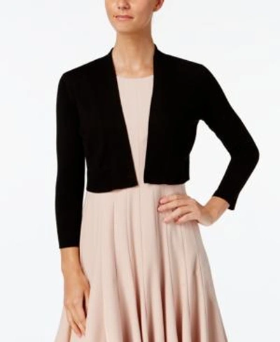 Calvin Klein Cropped Open-front Cardigan In Black