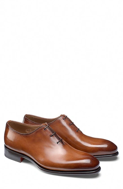 Santoni People Plain Toe Derby In Medium Brown