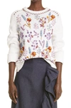ADAM LIPPES FLORAL EMBROIDERED COTTON SWEATER