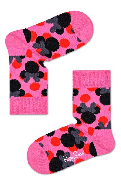 Happy Socks Babies' X Disney Minnie Polka Dot Crew Socks In Medium Pink