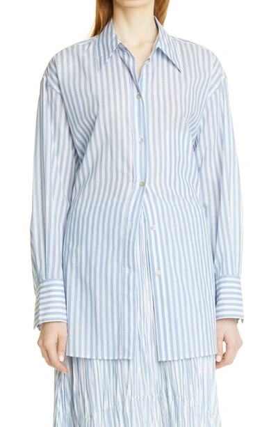 Vince Striped Oversized Button-front Cotton Shirt In Blue