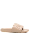 Ambush 10mm Quilted Leather Slide Sandals In Beige
