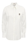 Brunello Cucinelli Women's Stretch Cotton Poplin Shirt With 'shiny Tab' In White