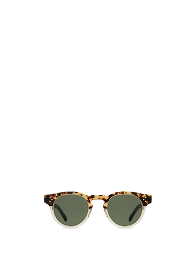 Mr Leight Kennedy S Bohemian Tortoise-12k Matte White Gold Sunglasses In Bohemian Tortoise-12k Matte White Gold/green