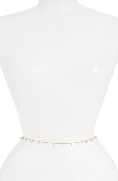 Vidakush Dainty Crystal Belly Chain In Gold