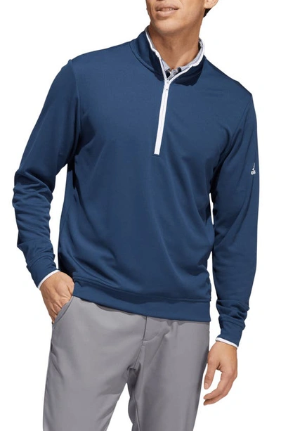 Adidas Golf Upf Quarter Zip Pullover In Crew Navy