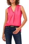 Vince Camuto Rumpled Satin Blouse In Hot Pink