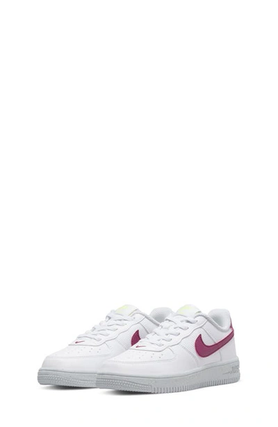 Nike Kids' Air Force 1 Trainer In White/ Volt/ Platinum/ Sangria