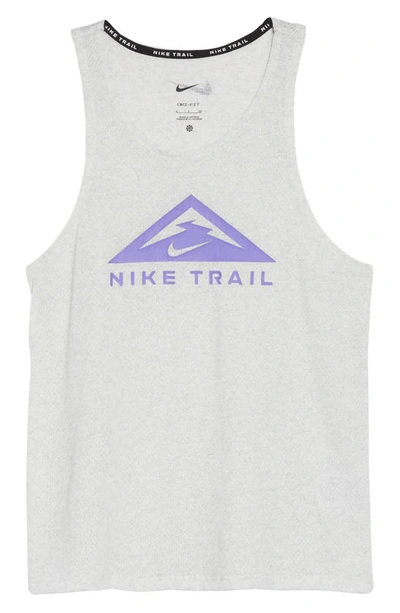 Nike Dri-fit Trail Logo Tank Top In Gray Heather In Grey