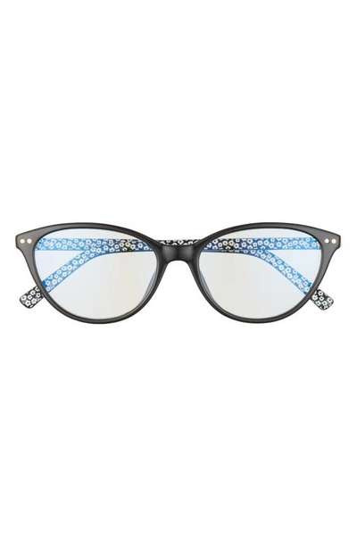 Kate Spade Roanne 54mm Cat Eye Blue Block Eyeglasses In Black/ Clear