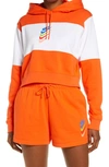 Nike Sportswear Logo Crop Hoodie In Orange