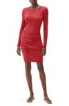 Michael Stars Jordan Ruched Long Sleeve Body-con Dress In Heart