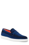 Santoni Men's Dowdy Stitch Suede Loafers In Blue