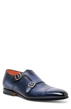 Santoni Daemons Double Monk Strap Shoe In Blue