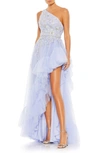 Mac Duggal Embellished One Shoulder Asymmetrical Hem Gown In Periwinkle