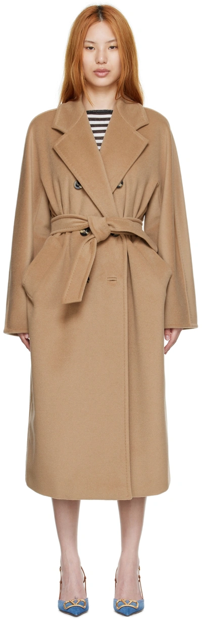 Max Mara Camel Madame Double-breasted Coat In Beige
