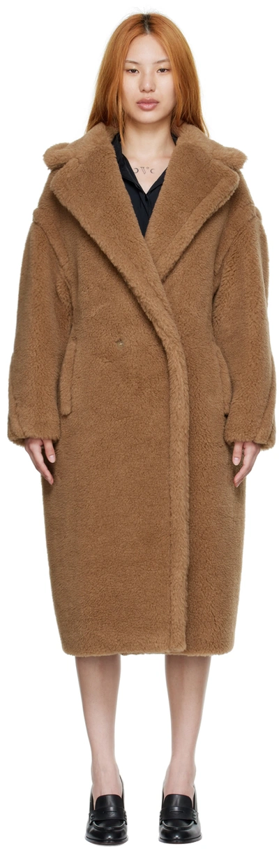 Max Mara Brown Teddy Coat In Camel