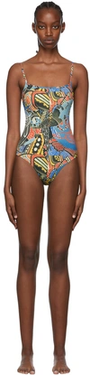 VIVIENNE WESTWOOD BLUE RECYCLED NYLON ONE-PIECE SWIMSUIT