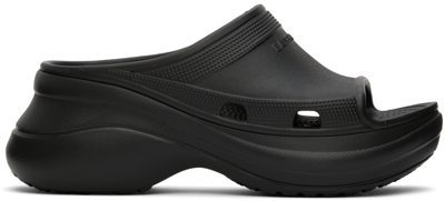 Balenciaga X Crocs Moulded-rubber Platform Slides In Black